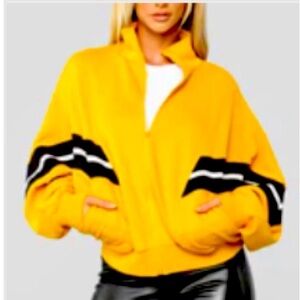 Fashion Nova Pull Up Oversized Jacket - Mustard, Size M